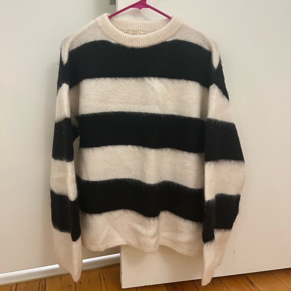 H&M Black and Cream Striped Sweater